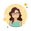 bubbles style lange braune lockige haare lady mit brille icon