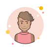 Dama de pelo rizado corto en camisa rosa icon
