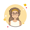 Long Curly Hair Lady With Glasses icon