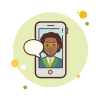 bubbles style business man messaging icon