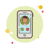 bubbles style accept or decline yellow shirt man call icon