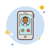 bubbles style accept or decline man with glasses call icon