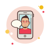 bubbles style man in red shirt messaging icon