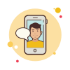 bubbles style man in yellow shirt messaging icon