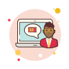 bubbles style man laptop cinema ticket icon