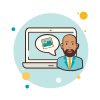 bubbles style man laptop images icon