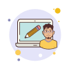 bubbles style mann laptop bleistift icon
