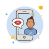 bubbles style man phone kiss icon