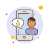 bubbles style man phone chemistry test tube icon