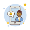 bubbles style man phone notification bell icon