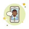 bubbles style man with green tie messaging icon