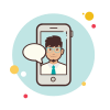 bubbles style man with tie messaging icon