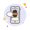 bubbles style man with beard messaging icon