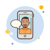 bubbles style man with mustache messaging icon