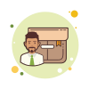 bubbles style business man product box icon