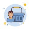 bubbles style mann blau einkaufskorb icon