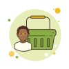 bubbles style man green shopping basket icon