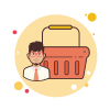 bubbles style man orange shopping basket icon