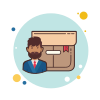 bubbles style man with beard product box icon