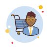 bubbles style mann mit gläsern einkaufswagen icon