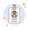 bubbles style id man in jacket with glasses icon