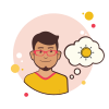 bubbles style sun man icon