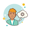 bubbles style snowflake man icon