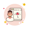 bubbles style man window umbrella icon