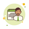 bubbles style mann mit einem kalender icon