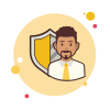 bubbles style man with a security shield icon