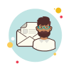 bubbles style man with envelope icon