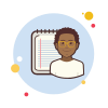 bubbles style man with a notebook icon