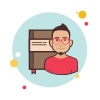 bubbles style man with moleskine icon