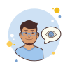 bubbles style man in blue glasses eye icon