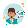 bubbles style man cinema ticket icon