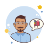 bubbles style man in blue glasses ice cream icon