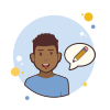 bubbles style man in blue shirt pencil icon