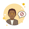 bubbles style man in yellow glasses stop sign icon