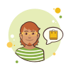 bubbles style man in yellow glasses shopping bag icon