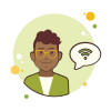 Homme à lunettes jaunes Wi Fi icon