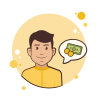 bubbles style man in yellow shirt money icon