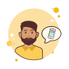 bubbles style man with beard smartphone icon