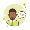 bubbles style man with green tie domino icon