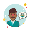 bubbles style man with mustaches lock icon