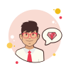 bubbles style mann mit roten gläsern gem icon