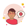 bubbles style man with red glasses stop sign icon