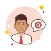 bubbles style man with red tie target icon