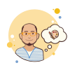 bubbles style bald man with art palette icon
