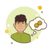 bubbles style man in green shirt coins icon