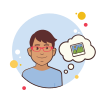 bubbles style man with images icon